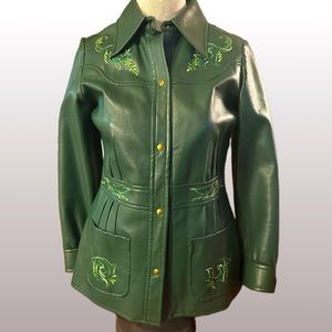 Vintage Penney’s International Imports Western Green Embroidered Jacket XL 14